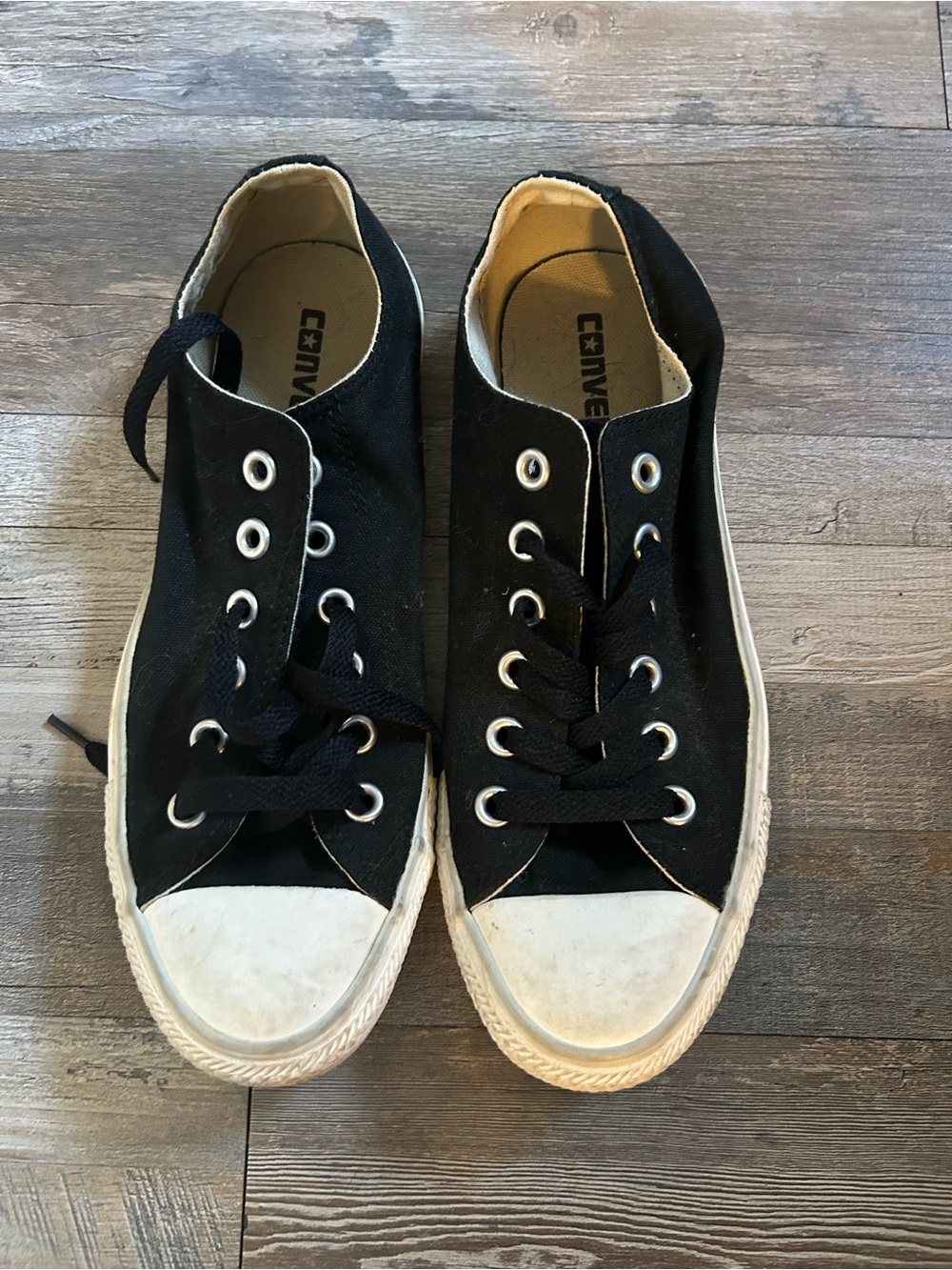 Converse Black Canvas Low-Top Sneakers with White Toe